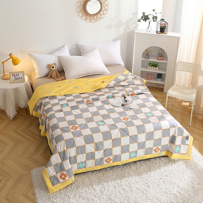 91家纺网 家纺一手货源 找家纺 贝兰仙奴 2025春夏新款全棉印花夏被夏凉被空调被 路易威灰