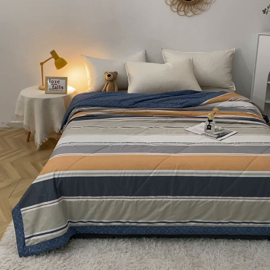 91家纺网 家纺一手货源 找家纺 贝兰仙奴 2025春夏新款全棉印花夏被夏凉被空调被 米可橘