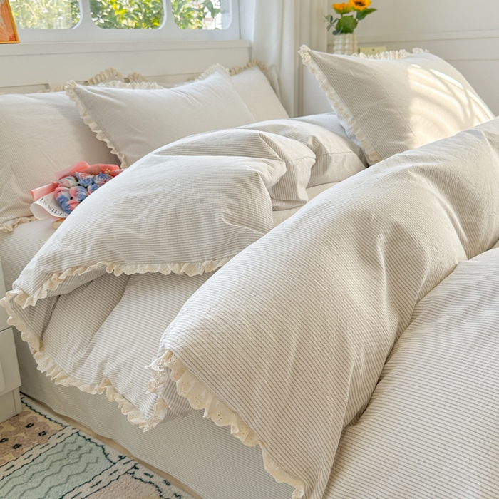 91家纺网 家纺一手货源 找家纺 （总）千朵 2025新款全棉水洗棉四件套-星月