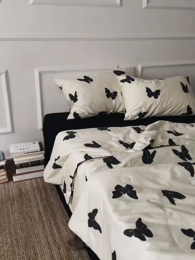 91家纺网 家纺一手货源 找家纺 （总）柚可家居 2025新款舒适凉感斜纹全棉蝶舞夏被