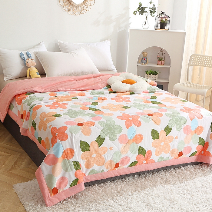 91家纺网 家纺一手货源 找家纺 贝兰仙奴 2025春夏新款全棉印花夏被夏凉被空调被 七色花