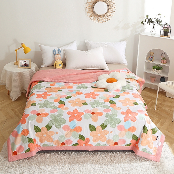 91家纺网 家纺一手货源 找家纺 贝兰仙奴 2025春夏新款全棉印花夏被夏凉被空调被 七色花