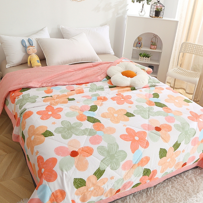 91家纺网 家纺一手货源 找家纺 贝兰仙奴 2025春夏新款全棉印花夏被夏凉被空调被 七色花