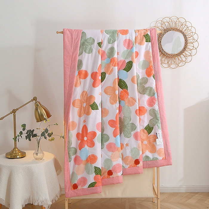 91家纺网 家纺一手货源 找家纺 贝兰仙奴 2025春夏新款全棉印花夏被夏凉被空调被 七色花