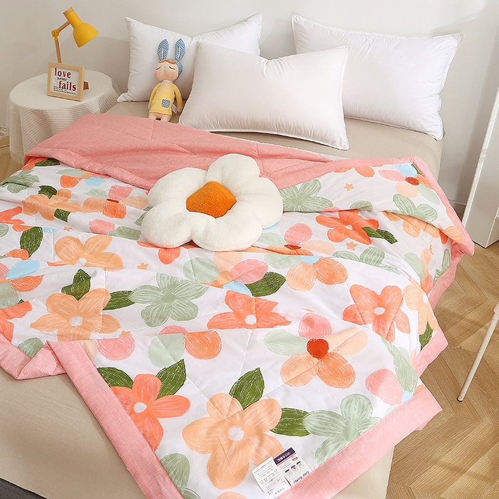 91家纺网 家纺一手货源 找家纺 贝兰仙奴 2025春夏新款全棉印花夏被夏凉被空调被 七色花