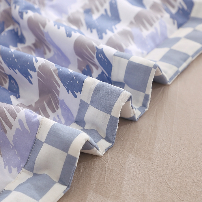 91家纺网 家纺一手货源 找家纺 贝兰仙奴 2025春夏新款全棉印花夏被夏凉被空调被 千鸟格蓝