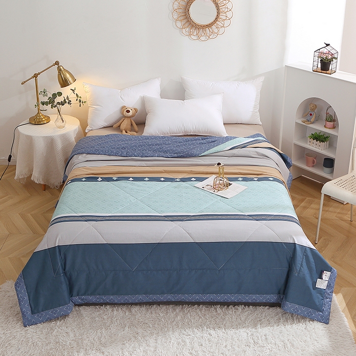 91家纺网 家纺一手货源 找家纺 贝兰仙奴 2025春夏新款全棉印花夏被夏凉被空调被 绅度湖绿