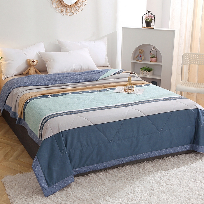 91家纺网 家纺一手货源 找家纺 贝兰仙奴 2025春夏新款全棉印花夏被夏凉被空调被 绅度湖绿