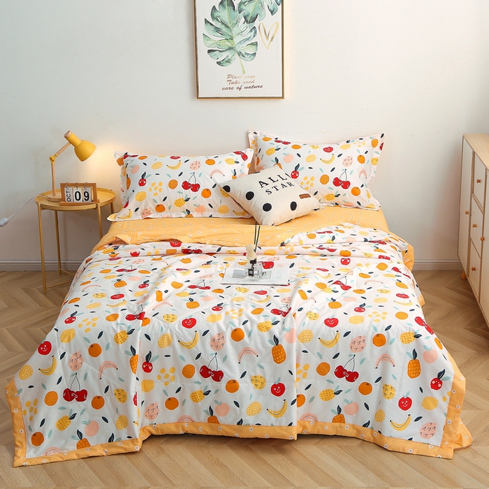 91家纺网 家纺一手货源 找家纺 贝兰仙奴 2025春夏新款全棉印花夏被夏凉被空调被 水果派对