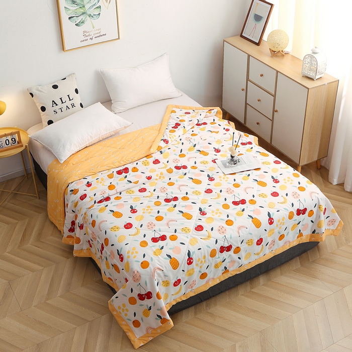 91家纺网 家纺一手货源 找家纺 贝兰仙奴 2025春夏新款全棉印花夏被夏凉被空调被 水果派对