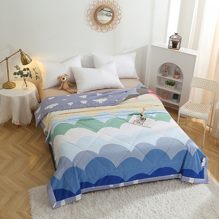 91家纺网 家纺一手货源 找家纺 贝兰仙奴 2025春夏新款全棉印花夏被夏凉被空调被 天空之境