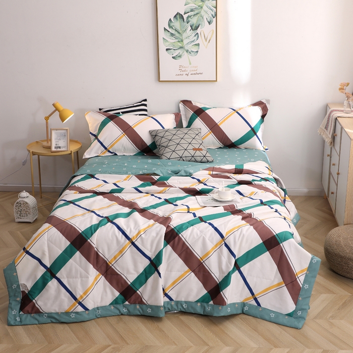 91家纺网 家纺一手货源 找家纺 贝兰仙奴 2025春夏新款全棉印花夏被夏凉被空调被 英伦格调