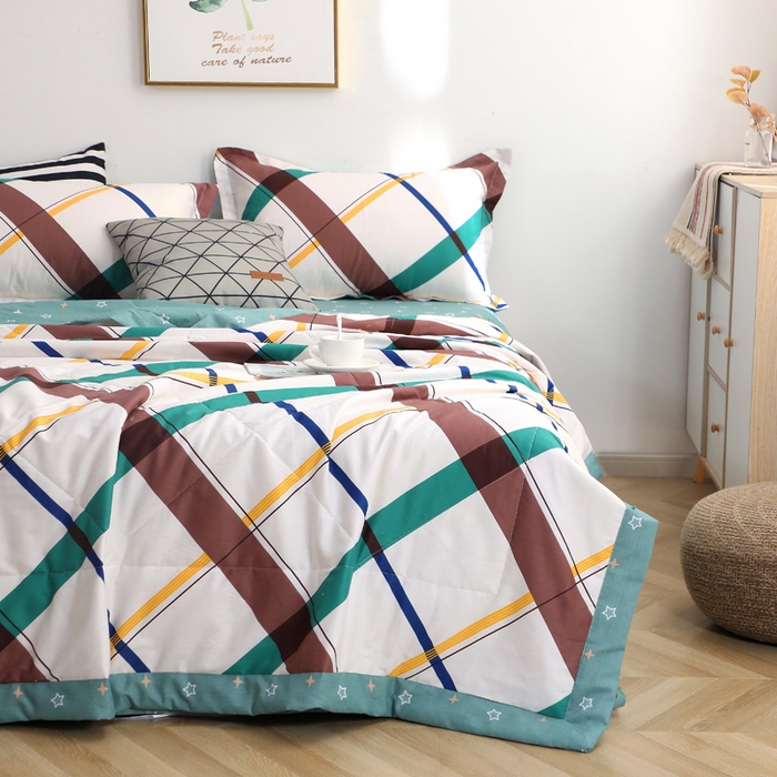 91家纺网 家纺一手货源 找家纺 贝兰仙奴 2025春夏新款全棉印花夏被夏凉被空调被 英伦格调