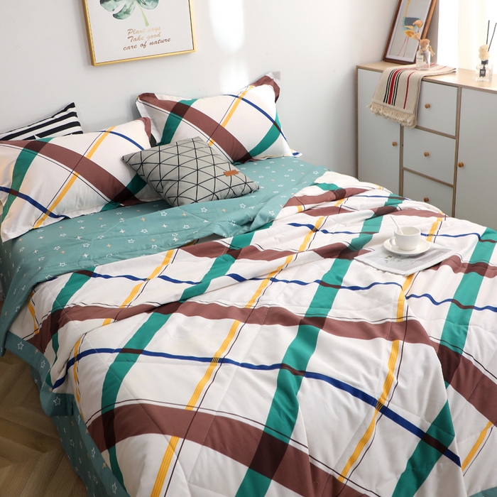 91家纺网 家纺一手货源 找家纺 贝兰仙奴 2025春夏新款全棉印花夏被夏凉被空调被 英伦格调