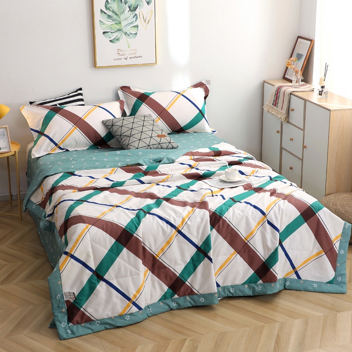 91家纺网 家纺一手货源 找家纺 贝兰仙奴 2025春夏新款全棉印花夏被夏凉被空调被 英伦格调