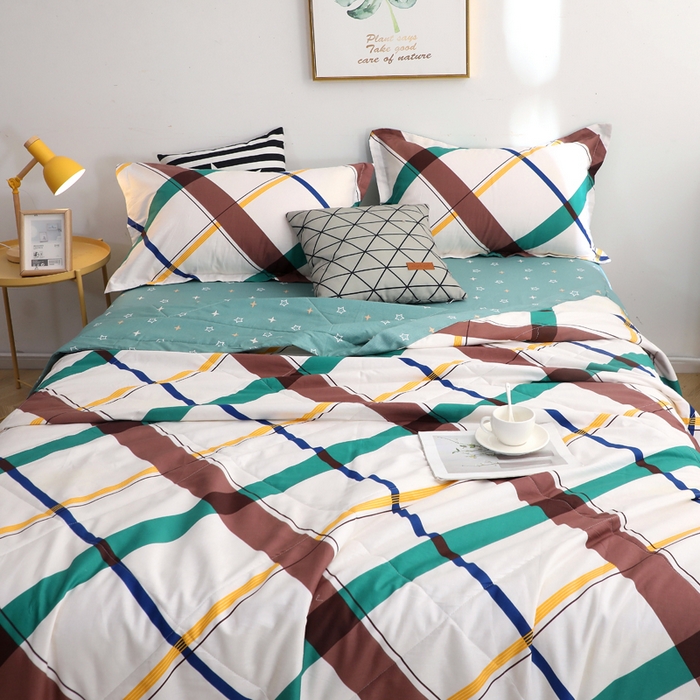 91家纺网 家纺一手货源 找家纺 贝兰仙奴 2025春夏新款全棉印花夏被夏凉被空调被 英伦格调