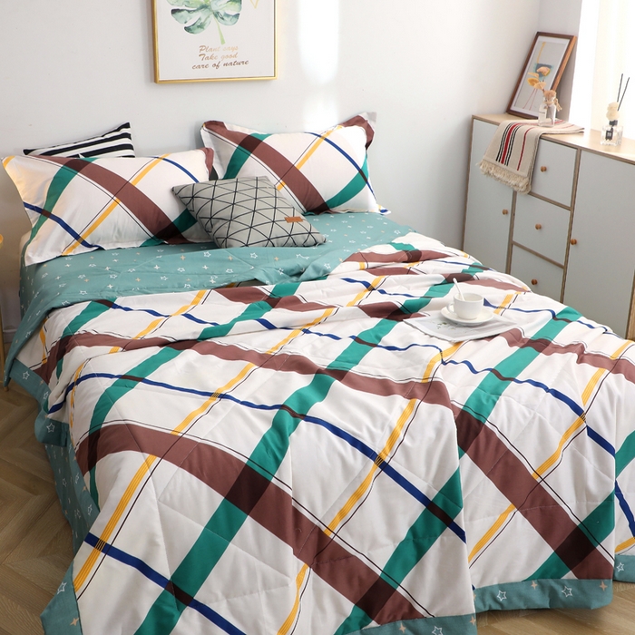 91家纺网 家纺一手货源 找家纺 贝兰仙奴 2025春夏新款全棉印花夏被夏凉被空调被 英伦格调