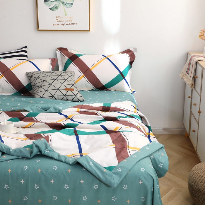 91家纺网 家纺一手货源 找家纺 贝兰仙奴 2025春夏新款全棉印花夏被夏凉被空调被 英伦格调