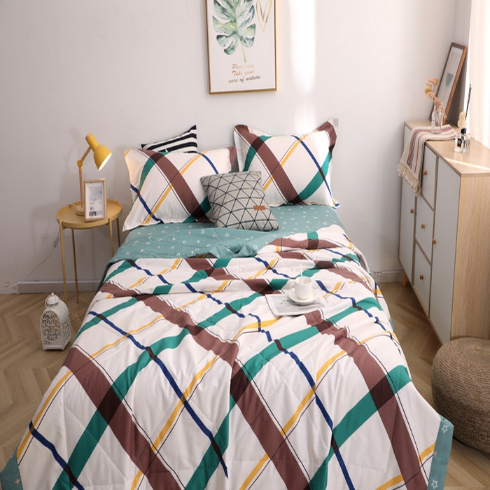 91家纺网 家纺一手货源 找家纺 贝兰仙奴 2025春夏新款全棉印花夏被夏凉被空调被 英伦格调