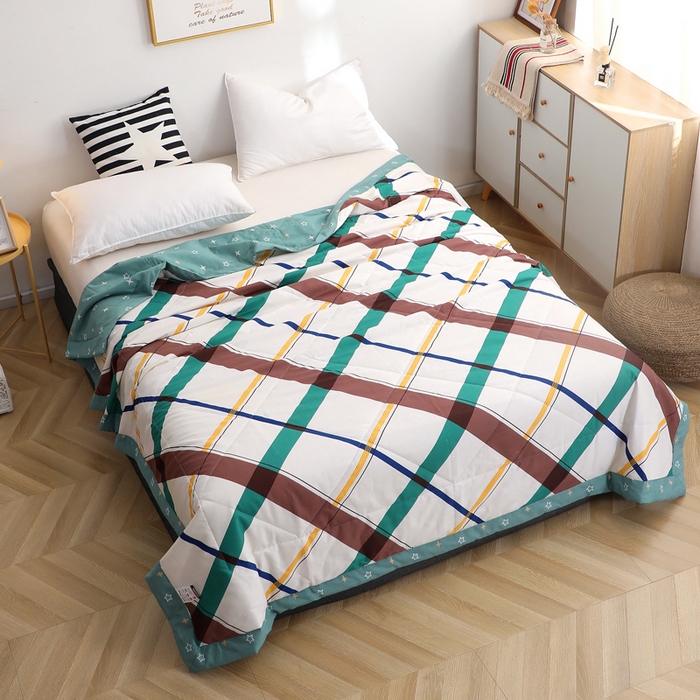 91家纺网 家纺一手货源 找家纺 贝兰仙奴 2025春夏新款全棉印花夏被夏凉被空调被 英伦格调