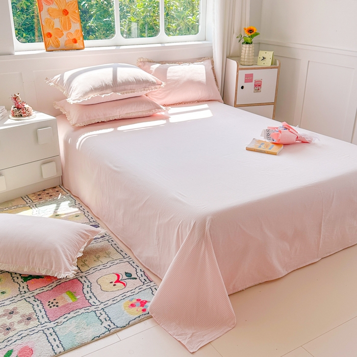 91家纺网 家纺一手货源 找家纺 千朵 2025新款全棉水洗棉四件套-星月 星月粉