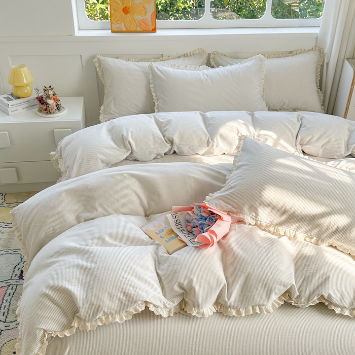 91家纺网 家纺一手货源 找家纺 千朵 2025新款全棉水洗棉四件套-星月 星月灰