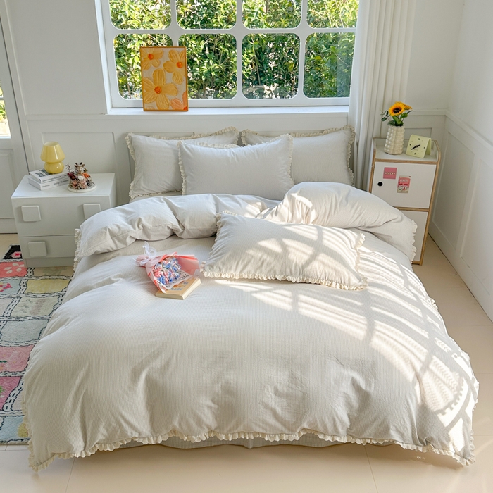 91家纺网 家纺一手货源 找家纺 千朵 2025新款全棉水洗棉四件套-星月 星月灰