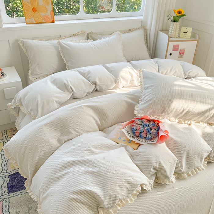 91家纺网 家纺一手货源 找家纺 千朵 2025新款全棉水洗棉四件套-星月 星月灰