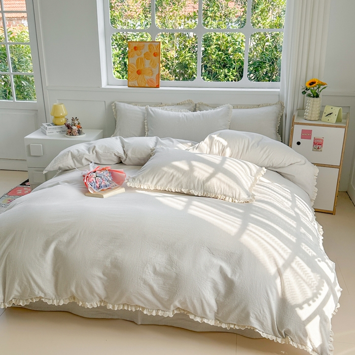 91家纺网 家纺一手货源 找家纺 千朵 2025新款全棉水洗棉四件套-星月 星月灰