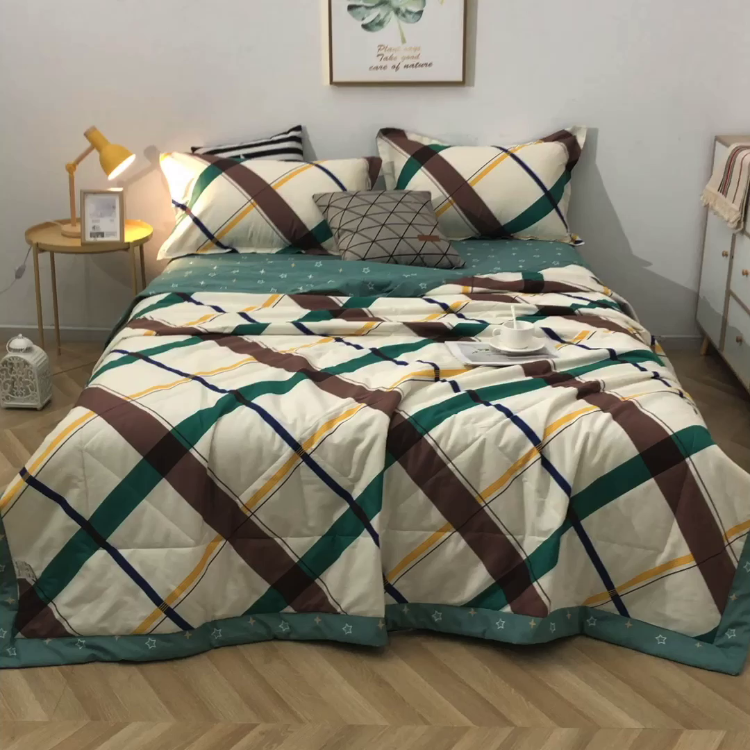 91家纺网 家纺一手货源 找家纺 贝兰仙奴 2025春夏新款全棉印花夏被夏凉被空调被 英伦格调