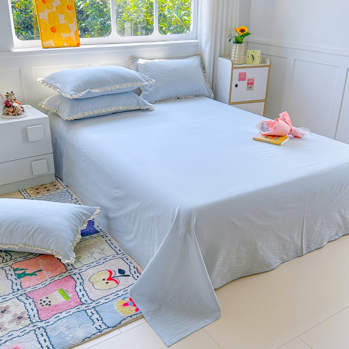 91家纺网 家纺一手货源 找家纺 千朵 2025新款全棉水洗棉四件套-星月 星月蓝