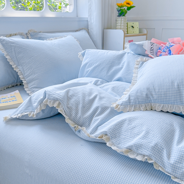 91家纺网 家纺一手货源 找家纺 千朵 2025新款全棉水洗棉四件套-星月 星月蓝