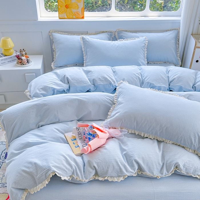 91家纺网 家纺一手货源 找家纺 千朵 2025新款全棉水洗棉四件套-星月 星月蓝