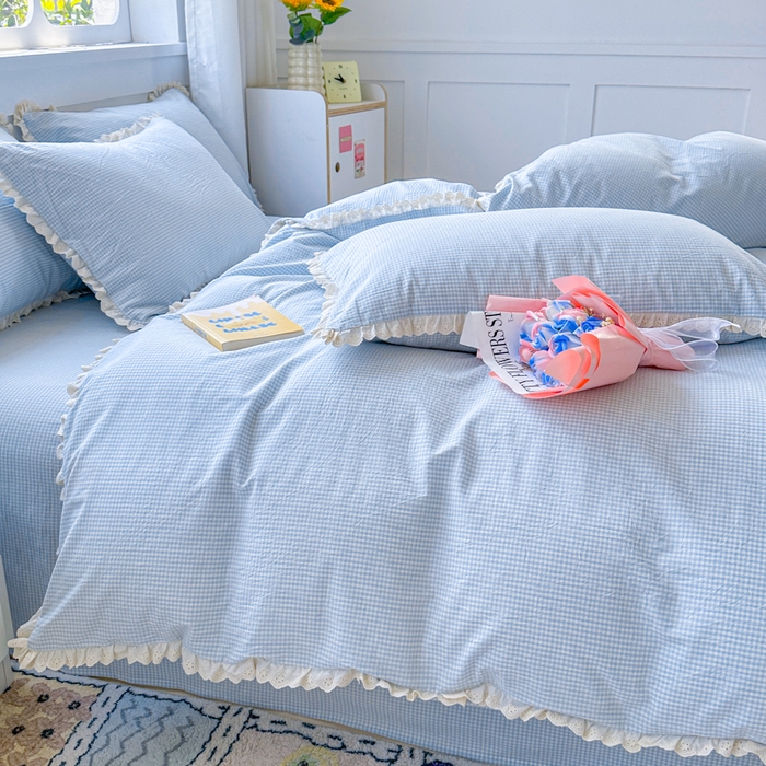 91家纺网 家纺一手货源 找家纺 千朵 2025新款全棉水洗棉四件套-星月 星月蓝
