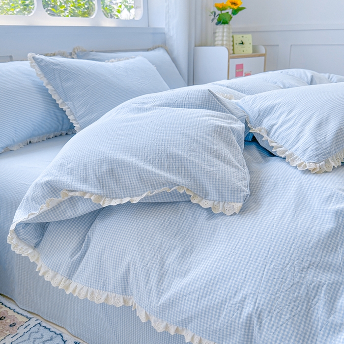 91家纺网 家纺一手货源 找家纺 千朵 2025新款全棉水洗棉四件套-星月 星月蓝