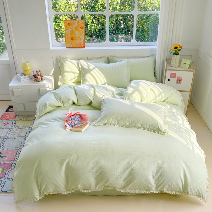 91家纺网 家纺一手货源 找家纺 千朵 2025新款全棉水洗棉四件套-星月 星月绿