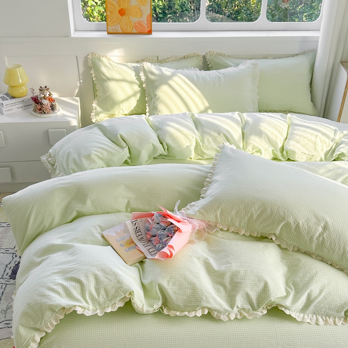 91家纺网 家纺一手货源 找家纺 千朵 2025新款全棉水洗棉四件套-星月 星月绿