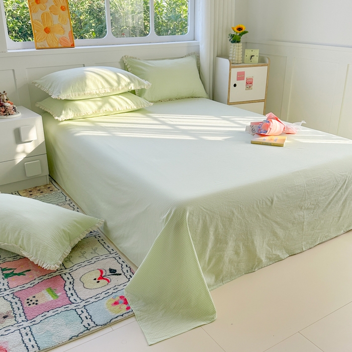 91家纺网 家纺一手货源 找家纺 千朵 2025新款全棉水洗棉四件套-星月 星月绿