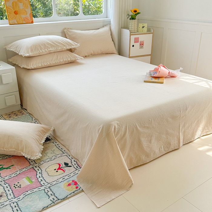 91家纺网 家纺一手货源 找家纺 千朵 2025新款全棉水洗棉四件套-星月 星月杏色