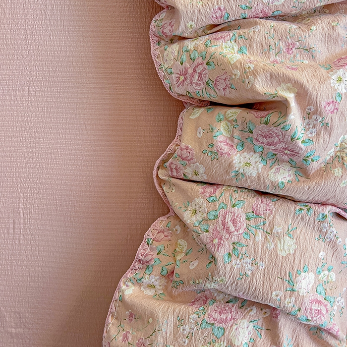 91家纺网 家纺一手货源 找家纺 （总）Mata蔓塔家 2025春夏新款云感针织双层纱彩色贝壳边四件套