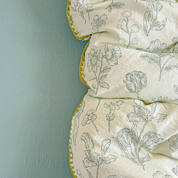 91家纺网 家纺一手货源 找家纺 （总）Mata蔓塔家 2025春夏新款云感针织双层纱彩色贝壳边四件套