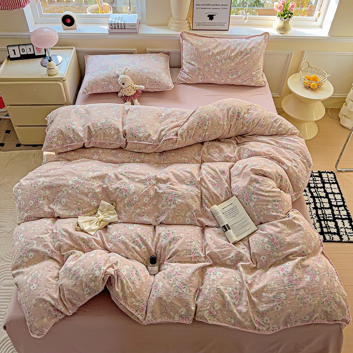 91家纺网 家纺一手货源 找家纺 Mata蔓塔家 2025春夏新款云感针织双层纱彩色贝壳边四件套 爱如星辰