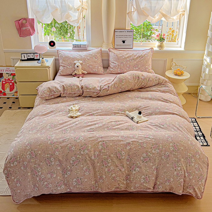 91家纺网 家纺一手货源 找家纺 Mata蔓塔家 2025春夏新款云感针织双层纱彩色贝壳边四件套 爱如星辰