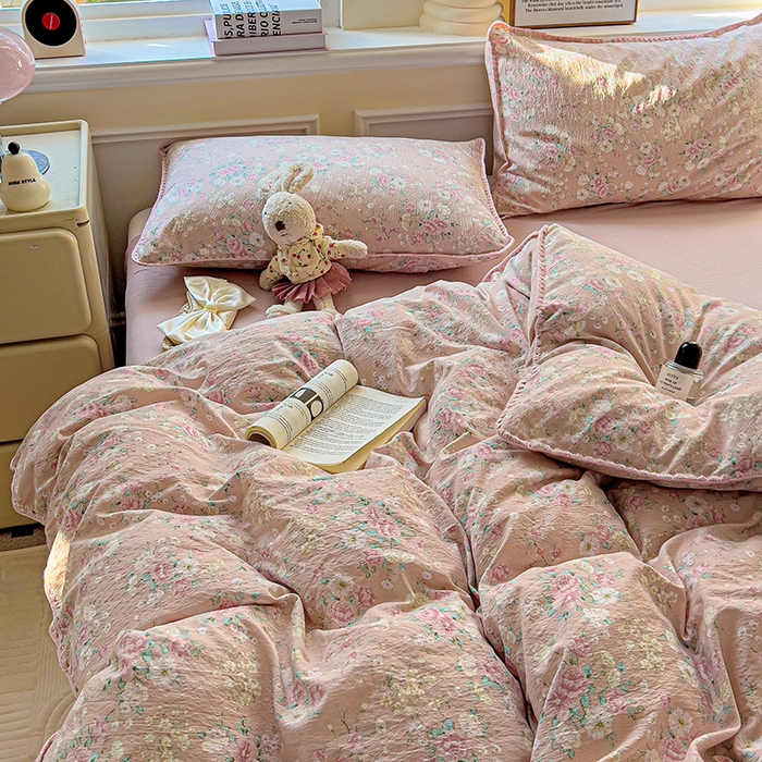 91家纺网 家纺一手货源 找家纺 Mata蔓塔家 2025春夏新款云感针织双层纱彩色贝壳边四件套 爱如星辰