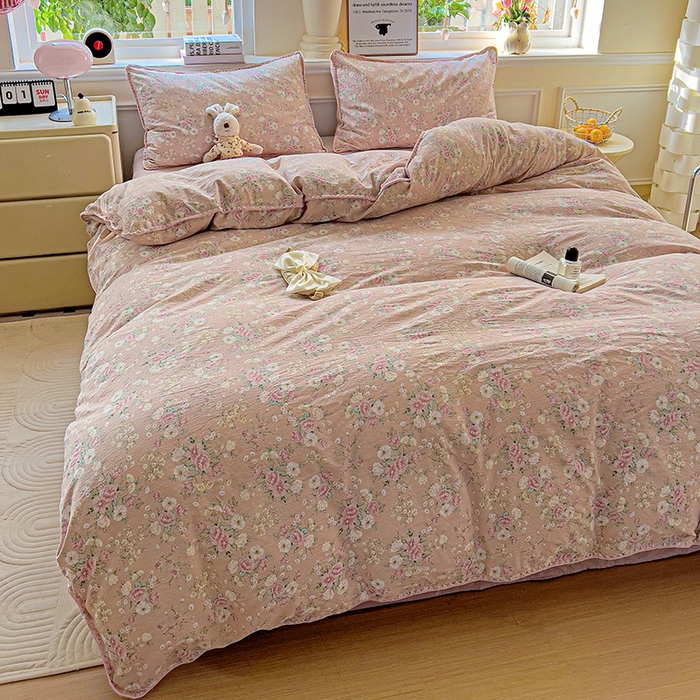 91家纺网 家纺一手货源 找家纺 Mata蔓塔家 2025春夏新款云感针织双层纱彩色贝壳边四件套 爱如星辰