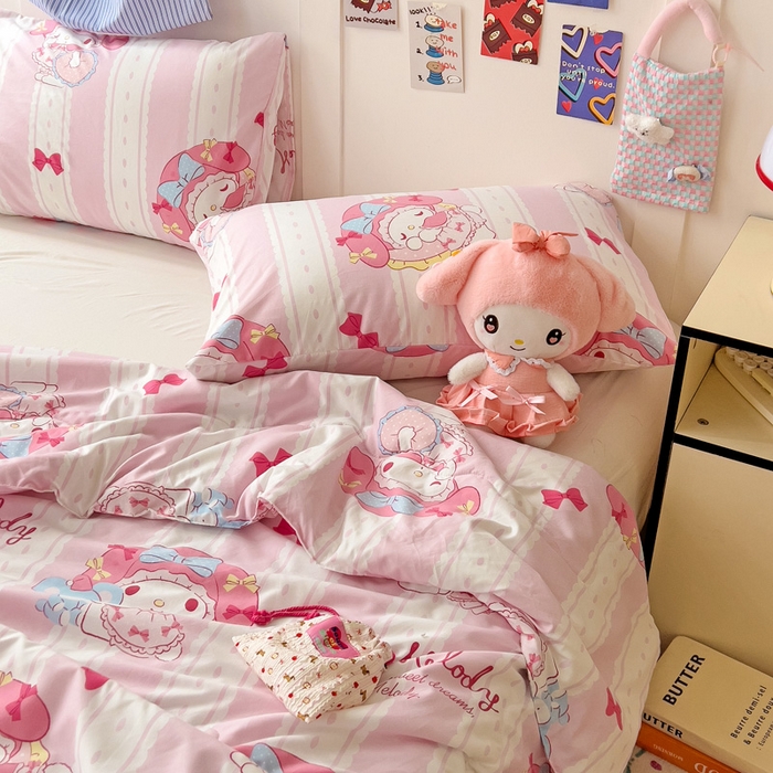 91家纺网 家纺一手货源 找家纺 Mata蔓塔家 2025春夏新款三丽鸥A类水洗双层纱夏被夏凉被空调被 开心美乐蒂