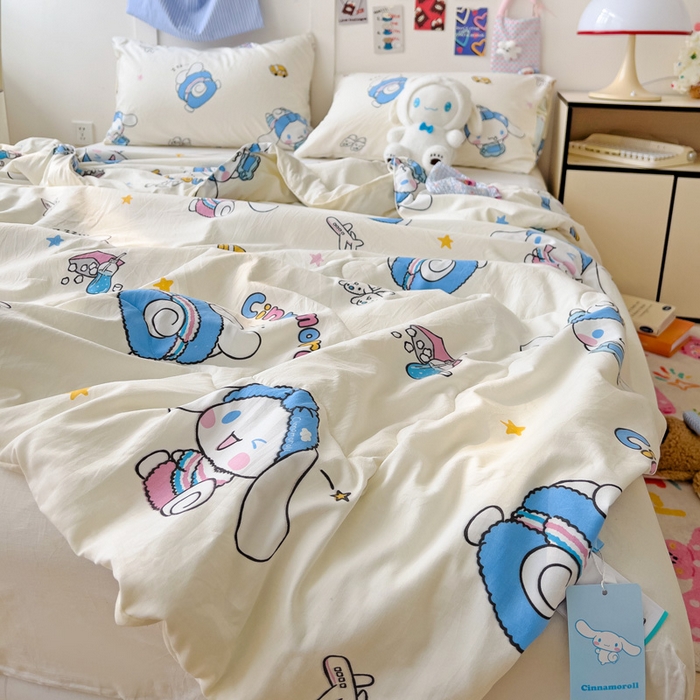 91家纺网 家纺一手货源 找家纺 Mata蔓塔家 2025春夏新款三丽鸥A类水洗双层纱夏被夏凉被空调被 贪玩玉桂狗