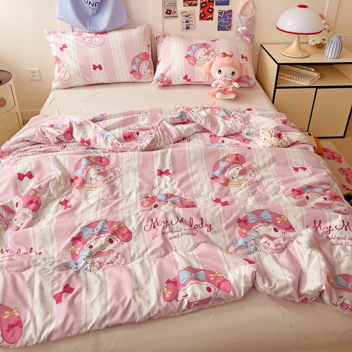 91家纺网 家纺一手货源 找家纺 Mata蔓塔家 2025春夏新款三丽鸥A类水洗双层纱夏被夏凉被空调被 开心美乐蒂