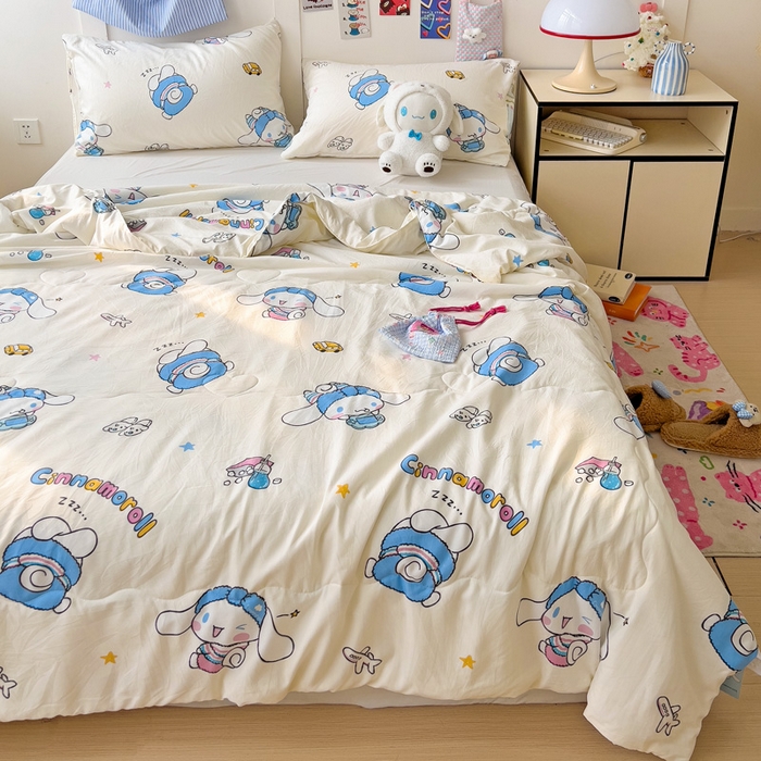 91家纺网 家纺一手货源 找家纺 Mata蔓塔家 2025春夏新款三丽鸥A类水洗双层纱夏被夏凉被空调被 贪玩玉桂狗