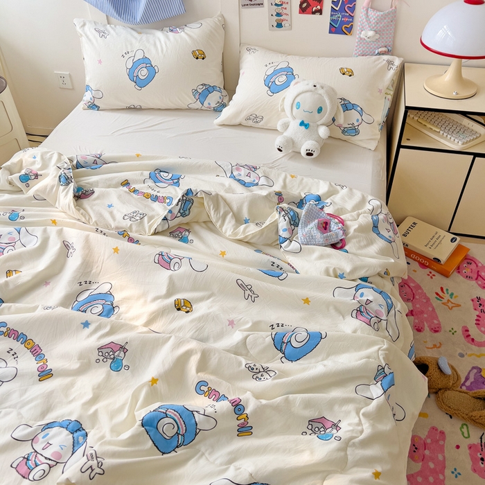 91家纺网 家纺一手货源 找家纺 Mata蔓塔家 2025春夏新款三丽鸥A类水洗双层纱夏被夏凉被空调被 贪玩玉桂狗